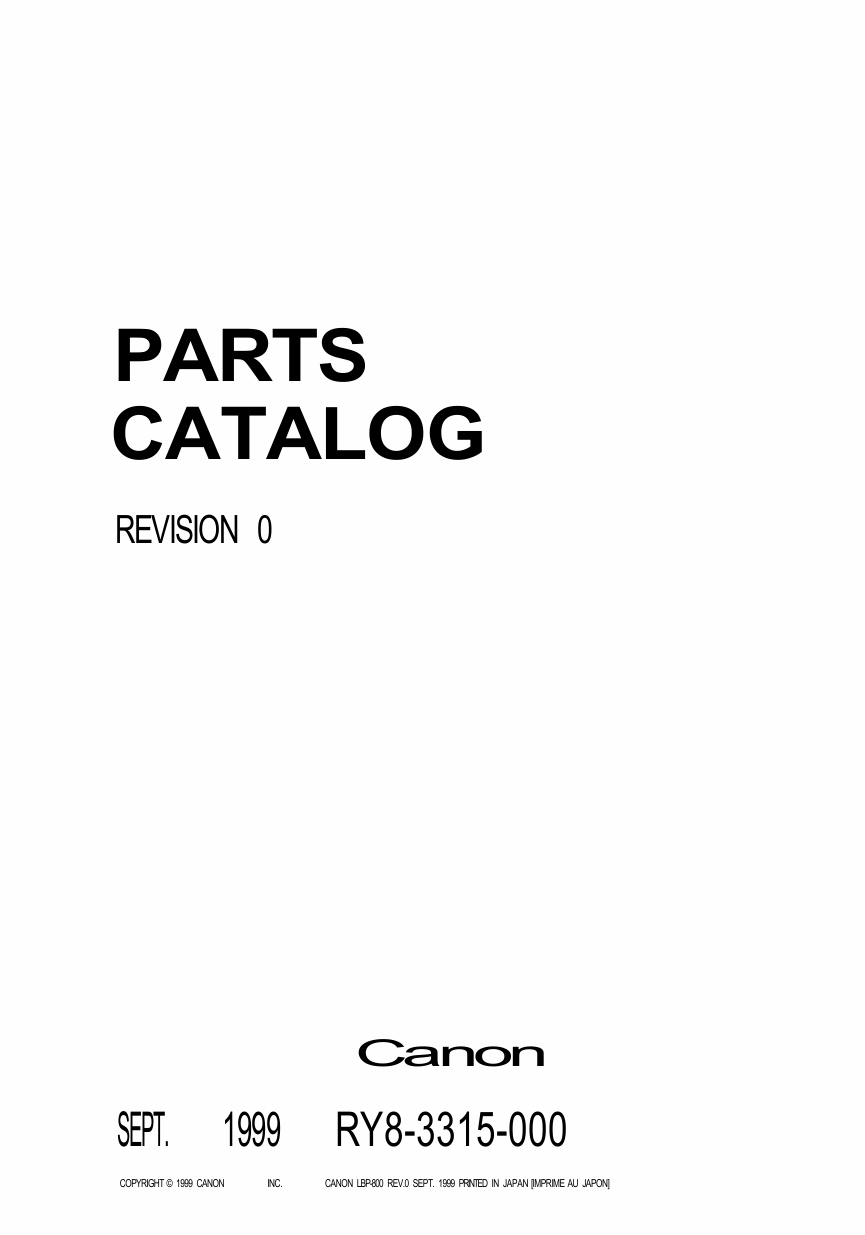 Canon imageCLASS LBP-800 Parts Catalog Manual-1
